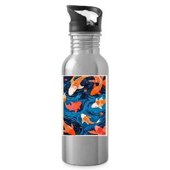 Der Tanz der Koi - Trinkflasche mit integriertem Trinkhalm - Lightsilver - Rechts