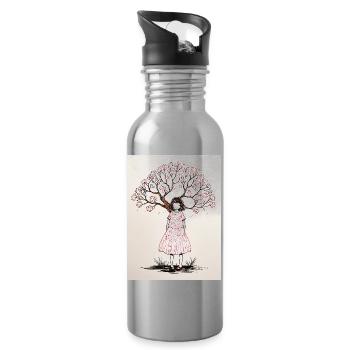 Petal Kissed Memories - Water bottle with straw - silver - Right