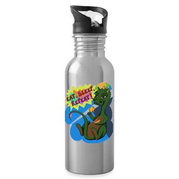 Essen, schlafen, wiederholen - Trinkflasche mit integriertem Trinkhalm - Lightsilver - Rechts