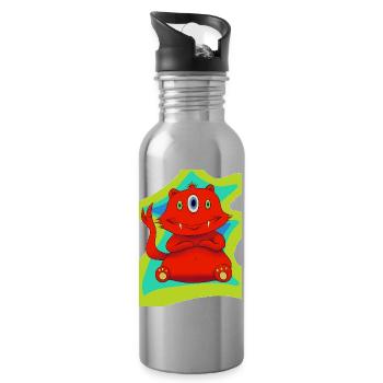 Three-Eyed Monster - Water bottle with straw - silver - Right