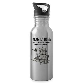 ENGAGEMENT: 110% – Roboter bei der Arbeit mit trockenem Humor - Trinkflasche mit integriertem Trinkhalm - Lightsilver - Rechts
