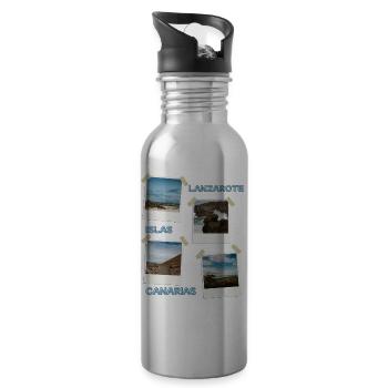 Lanzarote – Inselmomente - Trinkflasche mit integriertem Trinkhalm - Lightsilver - Rechts
