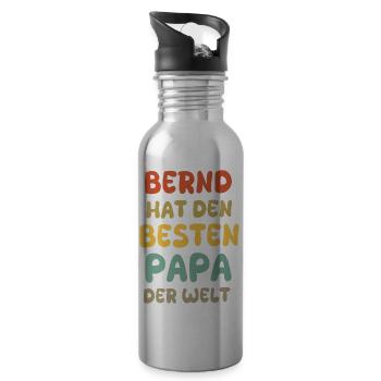 Bernd as a baby - Water bottle with straw - silver - Right