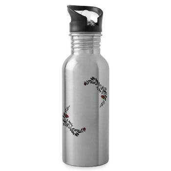 Letter K - Water bottle with straw - silver - Right
