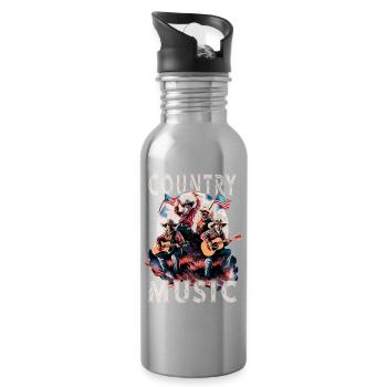 Country Music Guitar Guitarist Singer USA Vintage - Water bottle with straw - silver - Right