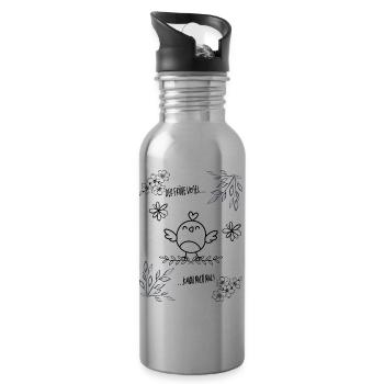 Früher Vogel mit Attitüde - Trinkflasche mit integriertem Trinkhalm - Lightsilver - Rechts