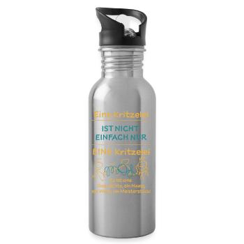 Kritzelei - Trinkflasche mit integriertem Trinkhalm - Lightsilver - Rechts