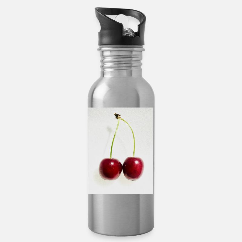 Cerise - Gourde avec paille intégrée - argent clair