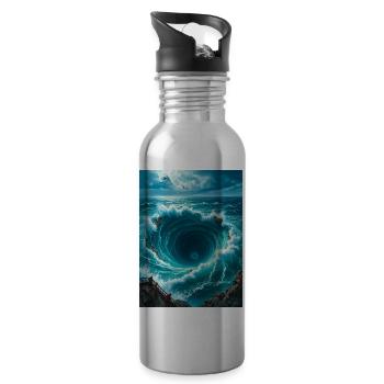 Charybdis, gigantic whirlpool monster of Greek Mes - Water bottle with straw - silver - Right