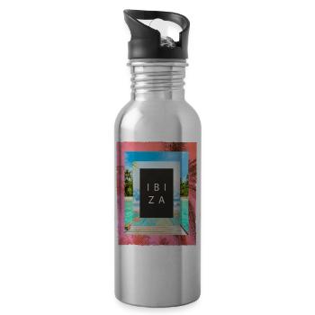 Ibiza Été Soleil Plage Mer Palmiers Fête - Gourde avec paille intégrée - argent clair - Droite