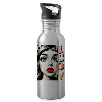 Icon - Water bottle with straw - silver - Right