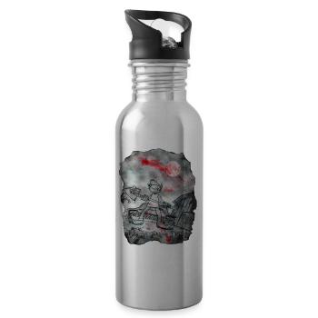 Katzen-Zombie-Killer - Trinkflasche mit integriertem Trinkhalm - Lightsilver - Rechts
