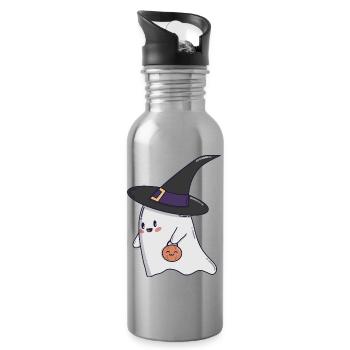 Sweet Ghost – Halloween Kawaii 🎃👻 - Water bottle with straw - silver - Right