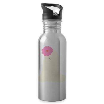 Playful Halloween Ghost - Water bottle with straw - silver - Right