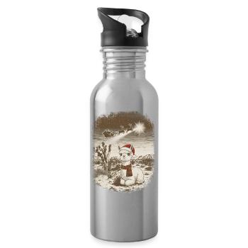 Süßes Weihnachts-Alpaka + Santa + Rentierschlitten - Trinkflasche mit integriertem Trinkhalm - Lightsilver - Rechts