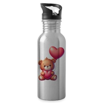 Teddybär mit Herzballon - Trinkflasche mit integriertem Trinkhalm - Lightsilver - Rechts