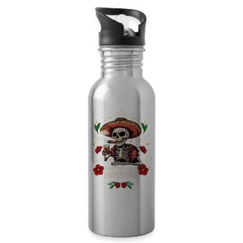Dia De Los Muertos Skull Skull Tequilla - Water bottle with straw - silver - Right