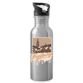 Winter in Freiburg   - Trinkflasche mit integriertem Trinkhalm - Lightsilver - Rechts