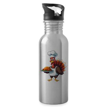 Thanksgiving Truthahn Koch Thanksgiving - Trinkflasche mit integriertem Trinkhalm - Lightsilver - Rechts