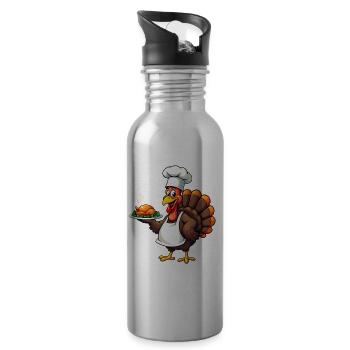 Thanksgiving Truthahn Koch Thanksgiving - Trinkflasche mit integriertem Trinkhalm - Lightsilver - Rechts