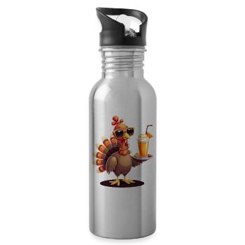 Thanksgiving Truthahn Mit Sonnenbrille - Trinkflasche mit integriertem Trinkhalm - Lightsilver - Rechts