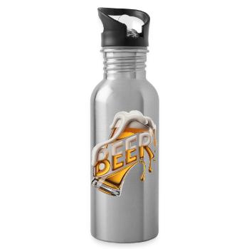 Bier – Cool Beer Logo - Trinkflasche mit integriertem Trinkhalm - Lightsilver - Rechts