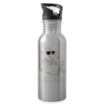 Chill Bro Cool Monkey Sunglasses Gamer Gift - Water bottle with straw - silver - Right