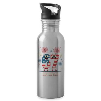 US Flag 67 Memes Six Seven - Water bottle with straw - silver - Right
