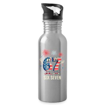 US Flag 67 Memes Six Seven - Water bottle with straw - silver - Right