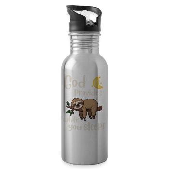 Jesus - Faultier -  God provides - christian-faith - Trinkflasche mit integriertem Trinkhalm - Lightsilver - Rechts
