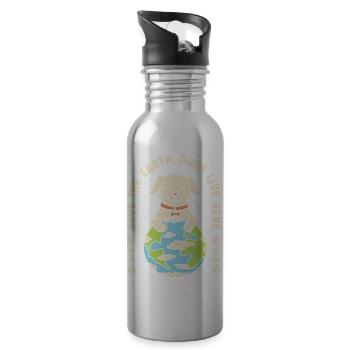 Save The Earth Dogs Live Here - Water bottle with straw - silver - Right