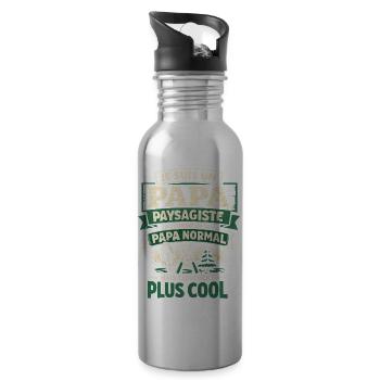 Landscape Dad Funny Man Original Gift - Water bottle with straw - silver - Right