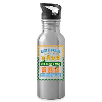 Aqui é Brasil: Cor Sabor Amor - Trinkflasche mit integriertem Trinkhalm - Lightsilver - Rechts