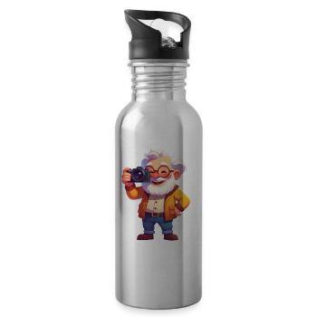 Grandpa takes pictures - Water bottle with straw - silver - Right