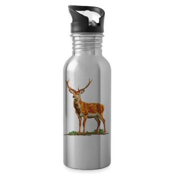 Cerf - Gourde avec paille intégrée - argent clair - Droite