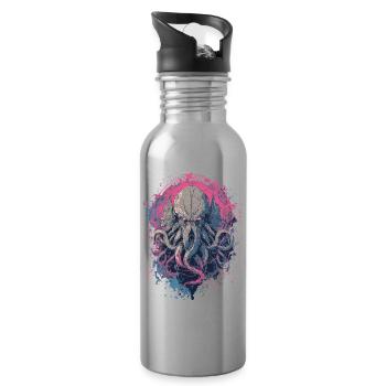 Cthulhu Horror - Water bottle with straw - silver - Right