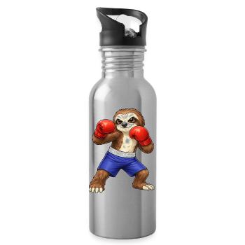Boxeur paresseux sympa et boxeur d’arts martiaux - Gourde avec paille intégrée - argent clair - Droite