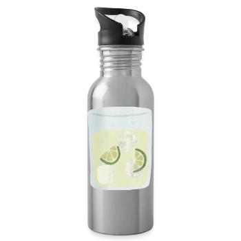 Moskauer Maultier im Aquarellstil - Trinkflasche mit integriertem Trinkhalm - Lightsilver - Rechts