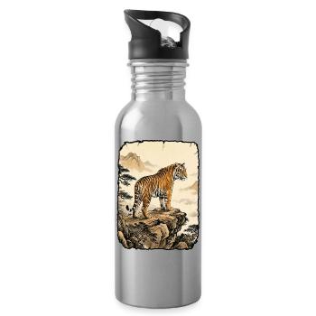 Forêt asiatique du tigre - Gourde avec paille intégrée - argent clair - Droite