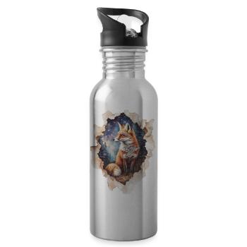 Fox Starry Sky - Water bottle with straw - silver - Right