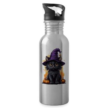 Costume de Sorcière Chat Halloween - Gourde avec paille intégrée - argent clair - Droite