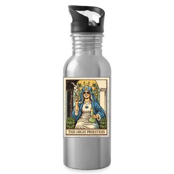 Tarot de la Grande Prêtresse du Cannabis - Gourde avec paille intégrée - argent clair - Droite