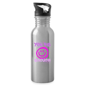 You Are Enough - Water bottle with straw - silver - Right
