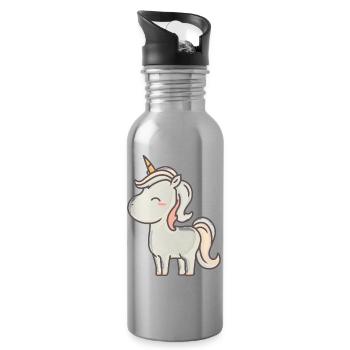 Einhorn - Trinkflasche mit integriertem Trinkhalm - Lightsilver - Rechts