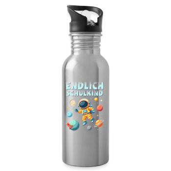 Schulkind 2026 Einschulung 2026 Schulanfang - Trinkflasche mit integriertem Trinkhalm - Lightsilver - Rechts