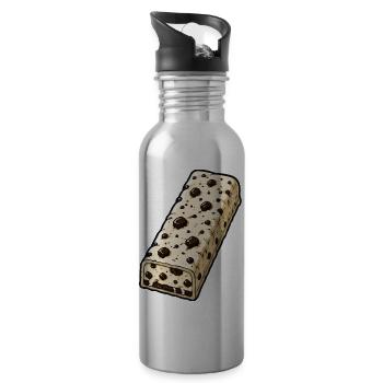 Chocolate Bar with Chocolate Chip Pattern - Water bottle with straw - silver - Right