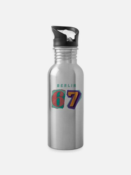 Berlin_67_Aura_4_Life - Trinkflasche mit integriertem Trinkhalm - Lightsilver