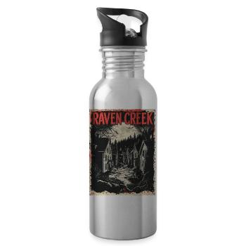 Bienvenue à Raven Creek – Ville de l’Horreur - Gourde avec paille intégrée - argent clair - Droite