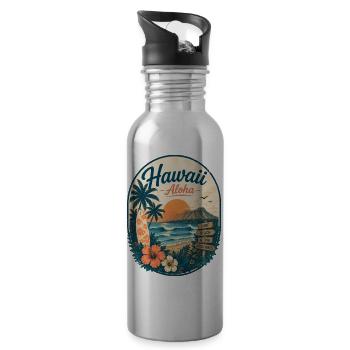 Ambiances de plage du coucher de soleil à Hawaii Aloha - Gourde avec paille intégrée - argent clair - Droite