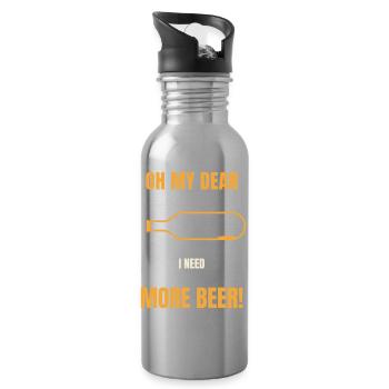 Oh mon chéri, j’ai besoin de plus de bière, Lustiger Spruch - Gourde avec paille intégrée - argent clair - Droite